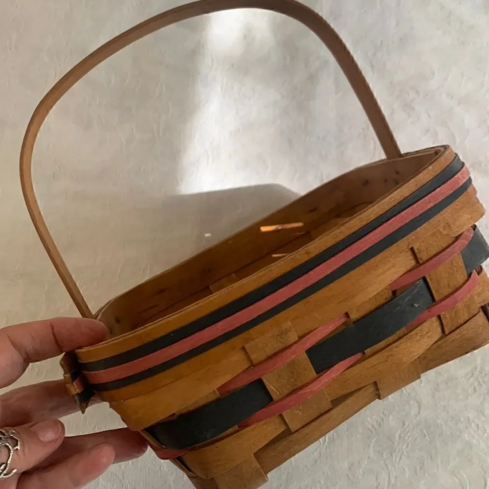 Basket w/Handle Henn Workshops Woven Wooden Hand Crafted Vintage